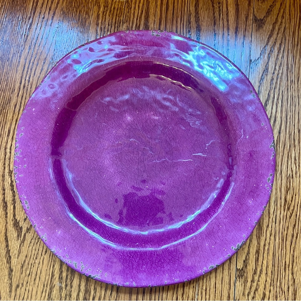 Vintage Pier 1 Carmelo Melamine Purple Distressed Look Dinner Plate 11”